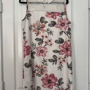 Floral Sleeveless Dress - Pink and Gray